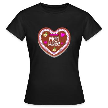 Mein Hase Lebkuchenherz - Frauen T-Shirt - Schwarz - Vorne - AI Model Female 172 dark (172cm)