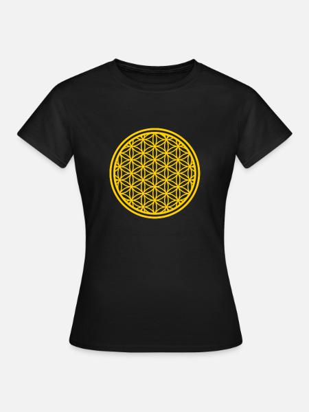 Flower of Life Flower of Life - Yoga yellow gold - Women's T-Shirt - black