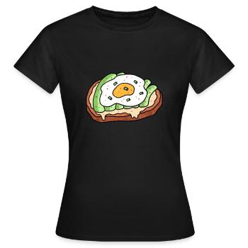 Collation au pain aux œufs au plat à l’avocat - T-shirt Femme - noir - Devant - AI Model Female 172 dark (172cm)