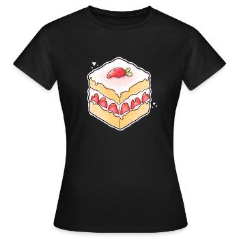 Tartelette aux fraises Gâteau aux fraises Gâteau Bonbons - T-shirt Femme - noir - Devant - AI Model Female 172 dark (172cm)