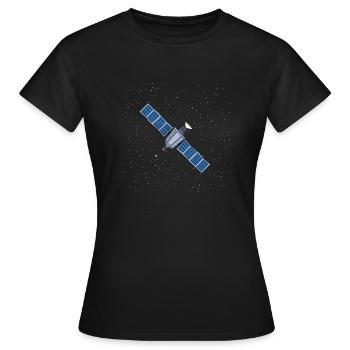 Schwebender Satellit - Frauen T-Shirt - Schwarz - Vorne - AI Model Female 172 dark (172cm)