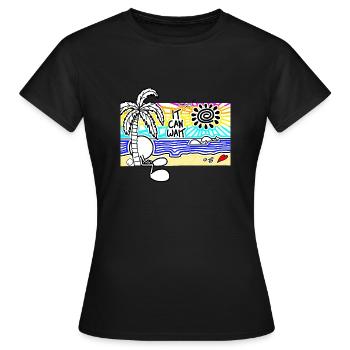 Il peut attendre sunset Doodle - T-shirt Femme - noir - Devant - AI Model Female 172 dark (172cm)
