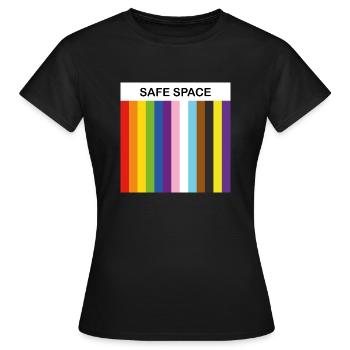LBGTQIA Safe Space stolzer Verbündeter - Frauen T-Shirt - Schwarz - Vorne - AI Model Female 172 dark (172cm)