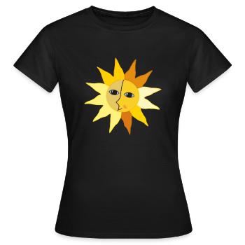 Sun Rays Moon Face Moment Happiness hygge - Women's T-Shirt - black - Front - AI Model Female 172 dark (172cm)