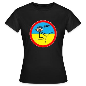 Grenzen setzen Halt - Grenze zur Ukraine Tabu - Frauen T-Shirt - Schwarz - Vorne - AI Model Female 172 dark (172cm)