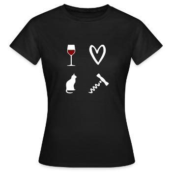 Vin et Chat Tire-bouchon - T-shirt Femme - noir - Devant - AI Model Female 172 dark (172cm)
