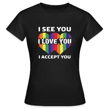 Je te vois je t’aime je t’accepte - T-shirt Femme - noir - Devant - AI Model Female 172 dark (172cm)
