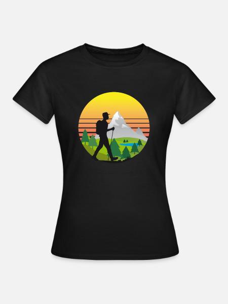 Wandern Landschaft Sonne Berge - Frauen T-Shirt - Schwarz