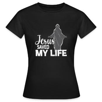 Jésus m’a sauvé la vie - T-shirt Femme - noir - Devant - AI Model Female 172 dark (172cm)