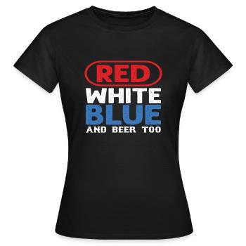 Rouge Blanc Bleu et Bière aussi - T-shirt Femme - noir - Devant - AI Model Female 172 dark (172cm)