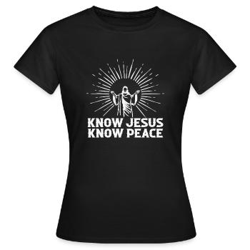 Know Jesus Know Peace - Women's T-Shirt - black - Front - AI Model Female 172 dark (172cm)