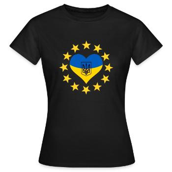 Le cœur de l’Ukraine avec les étoiles de l’UE - T-shirt Femme - noir - Devant - AI Model Female 172 dark (172cm)