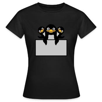 3 pingouins derrière le bouclier - T-shirt Femme - noir - Devant - AI Model Female 172 dark (172cm)