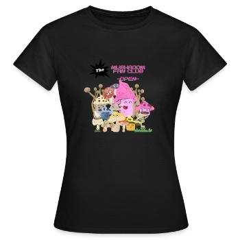 Mushroom Tshirt Psychedelic Mushrooms Festival - Women's T-Shirt - black - Front - AI Model Female 172 dark (172cm)