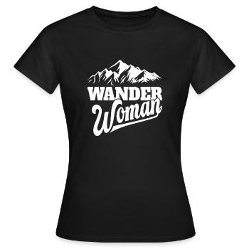 Hiking woman in the mountains - Women's T-Shirt - black - Front - AI Model Female 172 dark (172cm)