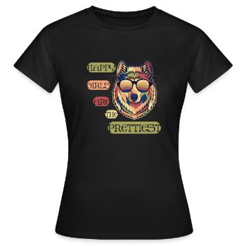 Les filles heureuses sont les plus jolies - énonciation intéressante - T-shirt Femme - noir - Devant - AI Model Female 172 dark (172cm)