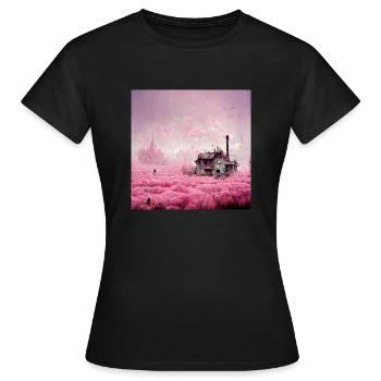 Pays des merveilles rose post-apocalyptique - T-shirt Femme - noir - Devant - AI Model Female 172 dark (172cm)