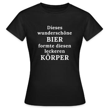 Das Bier und mein Körper - Lustiger Trinkspruch - Frauen T-Shirt - Schwarz - Vorne - AI Model Female 172 dark (172cm)