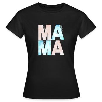 MAMA WATERCOLOR BLUE AND ROSE - Women's T-Shirt - black - Front - AI Model Female 172 dark (172cm)