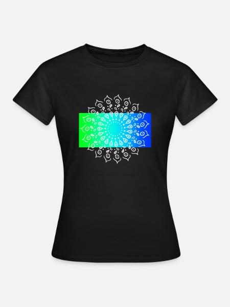 grünblaue Mandala - Frauen T-Shirt - Schwarz