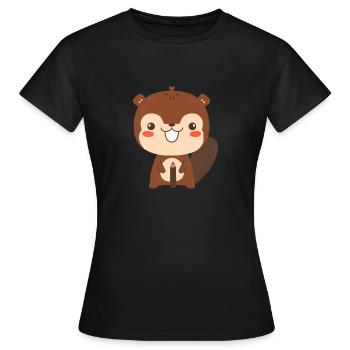 Beaver with a pencil - Women's T-Shirt - black - Front - AI Model Female 172 dark (172cm)