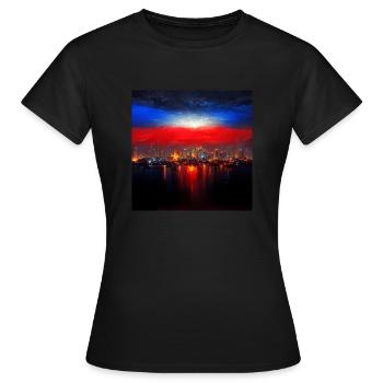 RitchieBryan manila bathed in red white blu - Frauen T-Shirt - Schwarz - Vorne - AI Model Female 172 dark (172cm)