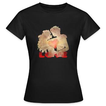 Love Shining - Strahlen der liebe - Herz Paar - Frauen T-Shirt - Schwarz - Vorne - AI Model Female 172 dark (172cm)