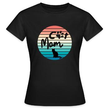 Cat Mom Retro - Frauen T-Shirt - Schwarz - Vorne - AI Model Female 172 dark (172cm)