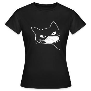 Süsse Katze mit Mundschutz - Frauen T-Shirt - Schwarz - Vorne - AI Model Female 172 dark (172cm)