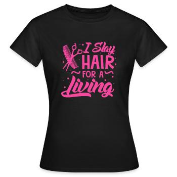 Coiffeur – Coiffeur Coupe de cheveux Coupe de cheveux - T-shirt Femme - noir - Devant - AI Model Female 172 dark (172cm)