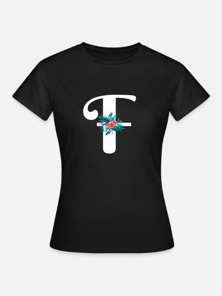 Buchstabe F geblüht - Frauen T-Shirt - Schwarz