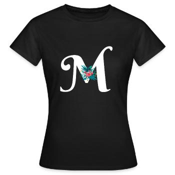 lettre M fleuris - T-shirt Femme - noir - Devant - AI Model Female 172 dark (172cm)