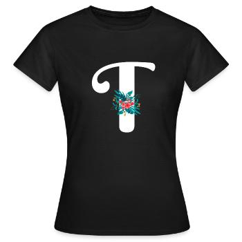 lettre T fleuris - T-shirt Femme - noir - Devant - AI Model Female 172 dark (172cm)