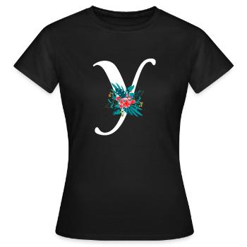 lettre Y fleuris - T-shirt Femme - noir - Devant - AI Model Female 172 dark (172cm)