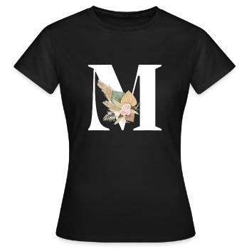 lettre M fleuris - T-shirt Femme - noir - Devant - AI Model Female 172 dark (172cm)
