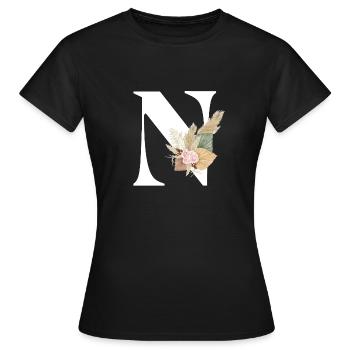 lettre N fleuris - T-shirt Femme - noir - Devant - AI Model Female 172 dark (172cm)