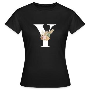 lettre Y fleuris - T-shirt Femme - noir - Devant - AI Model Female 172 dark (172cm)