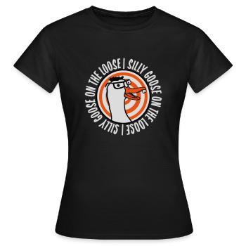 goose on the loose - Women's T-Shirt - black - Front - AI Model Female 172 dark (172cm)