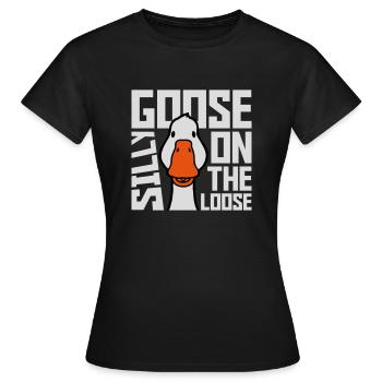 goose on the loose - Women's T-Shirt - black - Front - AI Model Female 172 dark (172cm)