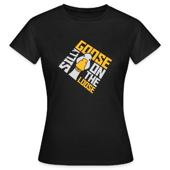 goose on the loose - Women's T-Shirt - black - Front - AI Model Female 172 dark (172cm)