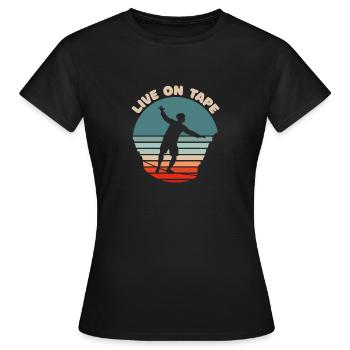 Slackline - Silhouette - Live on Tape Slogan - T-shirt Femme - noir - Devant - AI Model Female 172 dark (172cm)