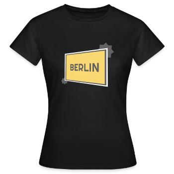 Panneau de ville de Berlin - gris moderne - T-shirt Femme - noir - Devant - AI Model Female 172 dark (172cm)