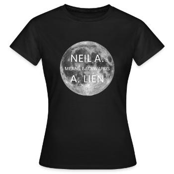 Neil Armstrong signifie Alien à l’envers - T-shirt Femme - noir - Devant - AI Model Female 172 dark (172cm)
