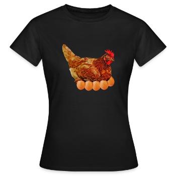 laying hen - Women's T-Shirt - black - Front - AI Model Female 172 dark (172cm)