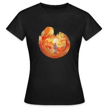 Man / Person / Man in Fireball - Women's T-Shirt - black - Front - AI Model Female 172 dark (172cm)
