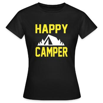 Happy Camper - Frauen T-Shirt - Schwarz - Vorne - AI Model Female 172 dark (172cm)