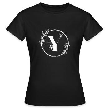 Lettre Y Florale - T-shirt Femme - noir - Devant - AI Model Female 172 dark (172cm)