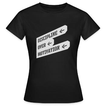 Citation de discipline sur la motivation - T-shirt Femme - noir - Devant - AI Model Female 172 dark (172cm)