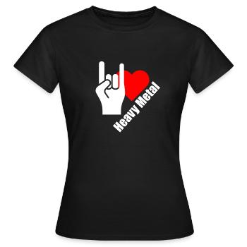Heavy Metal Handzeichen mit Herz - Frauen T-Shirt - Schwarz - Vorne - AI Model Female 172 dark (172cm)