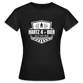 Hartz 4 + Bier 24/7 bei mir - Frauen T-Shirt - Schwarz - Vorne - AI Model Female 172 dark (172cm)